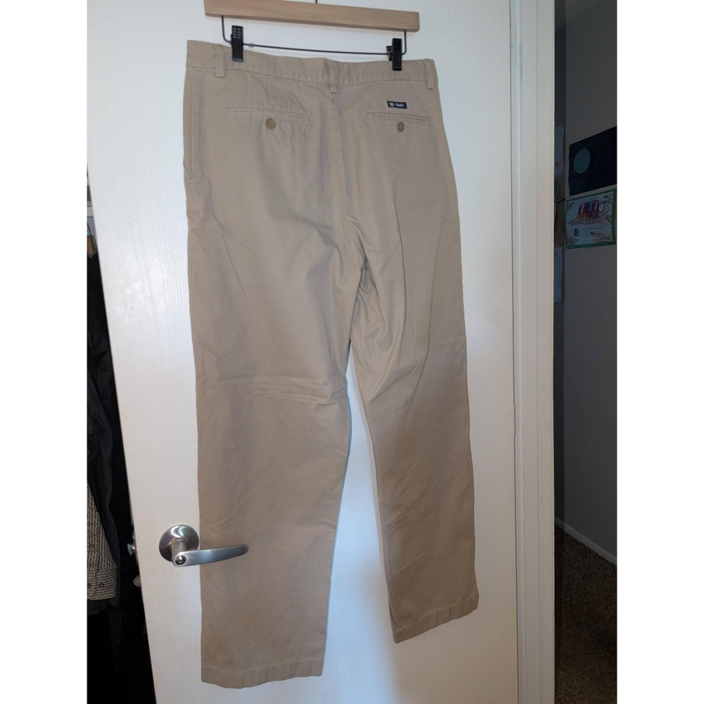 CHAPS Mens Khakis Tan Size 34W 32L Flat Front Belt Loops Classic Casual - Picture 4 of 5